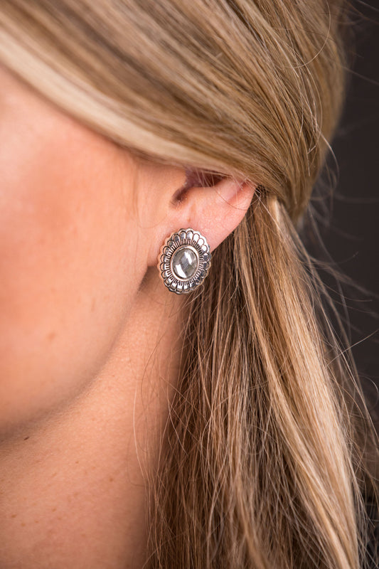 Rhinestone Concho Earring