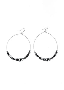 Silver Rondell Beaded Wire Dangle Hoop
