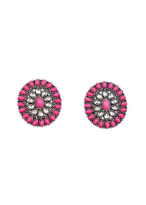 Pink Cluster Post Earring