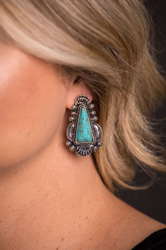 Turquoise Triangle Post Earring