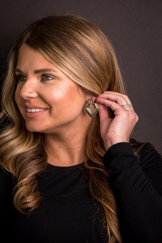 Gold Aztec Stamped Post Earring