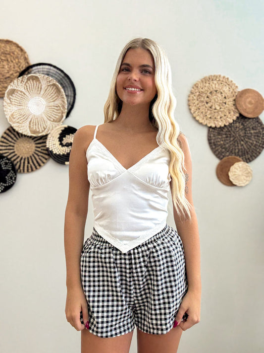 Spotlight Satin Crop in White