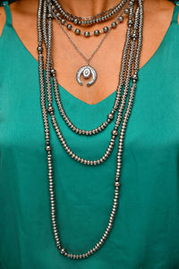 66" Silver Disc Beaded Necklace