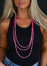 Load image into Gallery viewer, Three Strand Pink Bead Necklace
