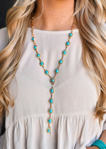 Gold Concho Lariat Necklace