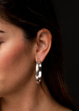 Load image into Gallery viewer, Silver Aztec Stamped Hoop Earrings
