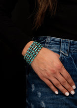 Load image into Gallery viewer, Five Strand Square Turquoise Bead Bracelet
