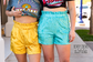 Turquoise Vetiver Velvet Shorts