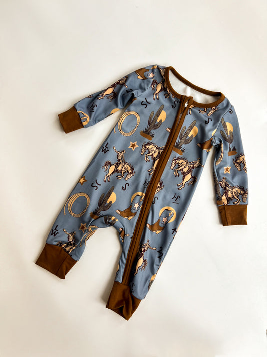 Blue Buckaroo Romper