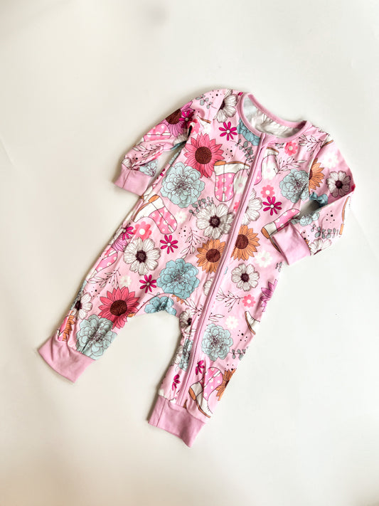 Floral Cowgirl Boot Romper