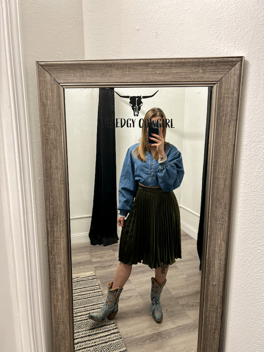 Olive Allure Midi Skirt