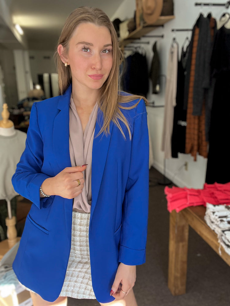 Walk the Walk Blazer in Royal Blue