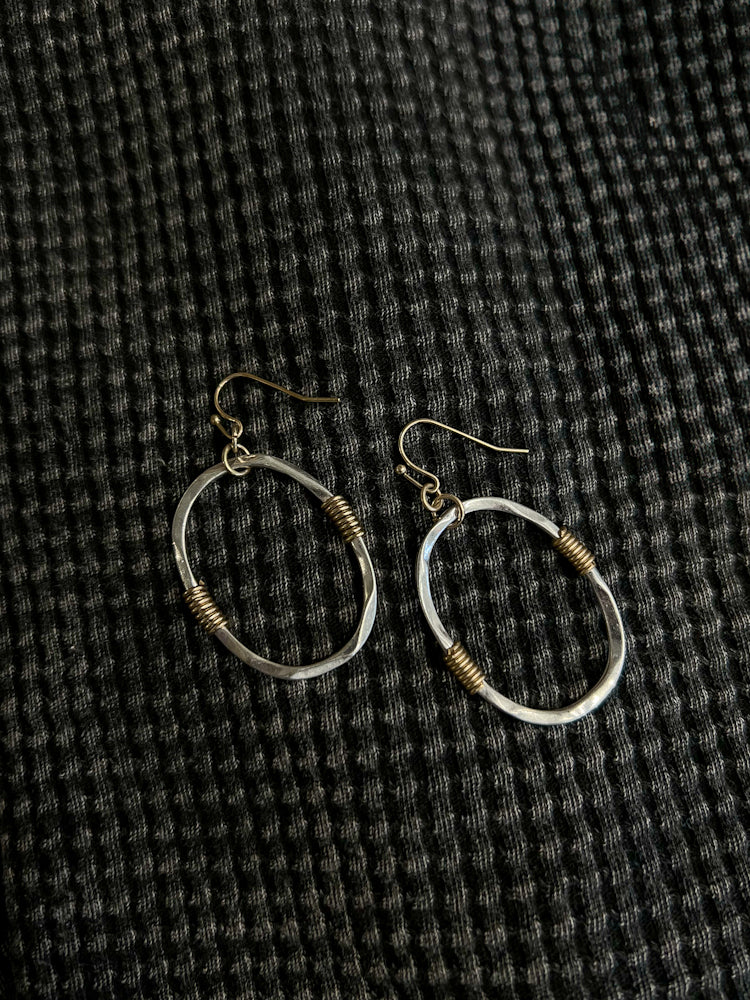 Hammered Multi Metal Earring