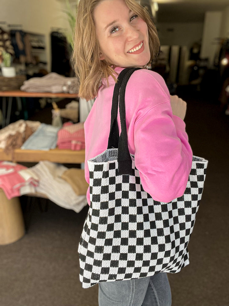 Retro Check Tote