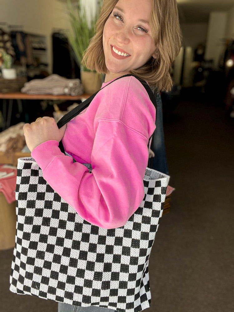 Retro Check Tote