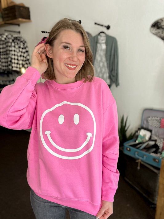 Blush Happy Vibes Crewneck