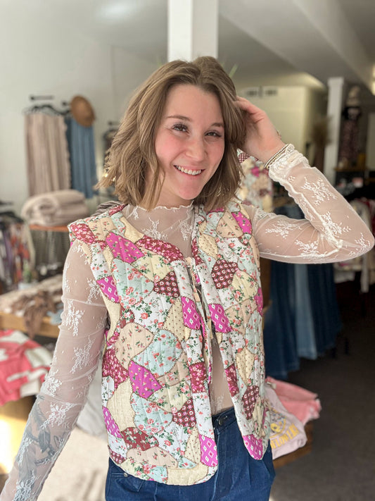 Floral Breeze Patchwork Vest