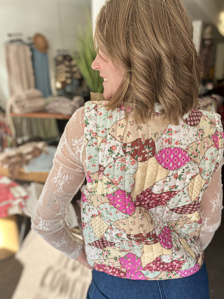 Floral Breeze Patchwork Vest