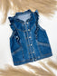 Ruffled Harmony Denim Vest