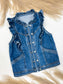 Ruffled Harmony Denim Vest