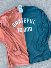 Load image into Gallery viewer, Grateful to God Long Sleeve Graphic Tee
