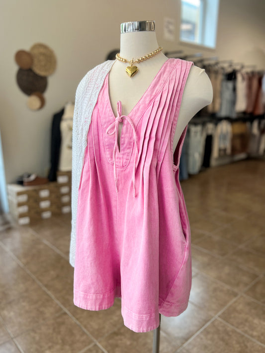 Backroads Beauty Romper in Bubblegum