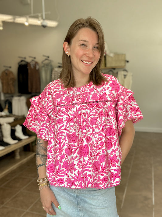 Pink Lemonade Ruffle Top