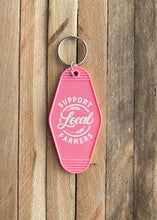 Load image into Gallery viewer, Support Local Farmers Vintage Hotel Keychain
