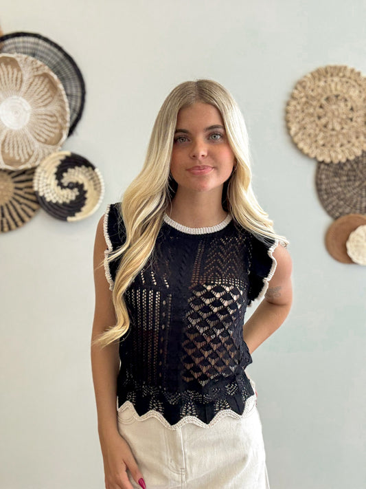 Midnight Meadow Ruffle Top