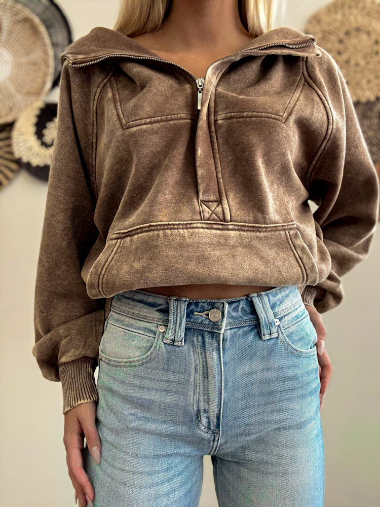 Crossroads Mocha Pullover