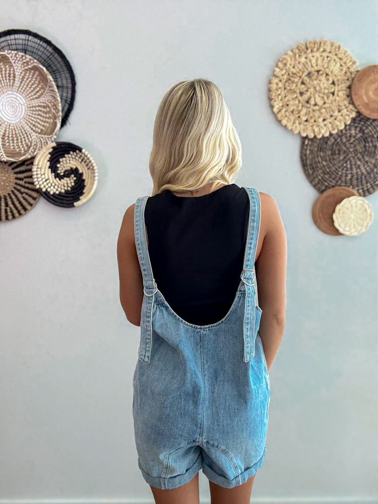 Whispering Sky Denim Romper
