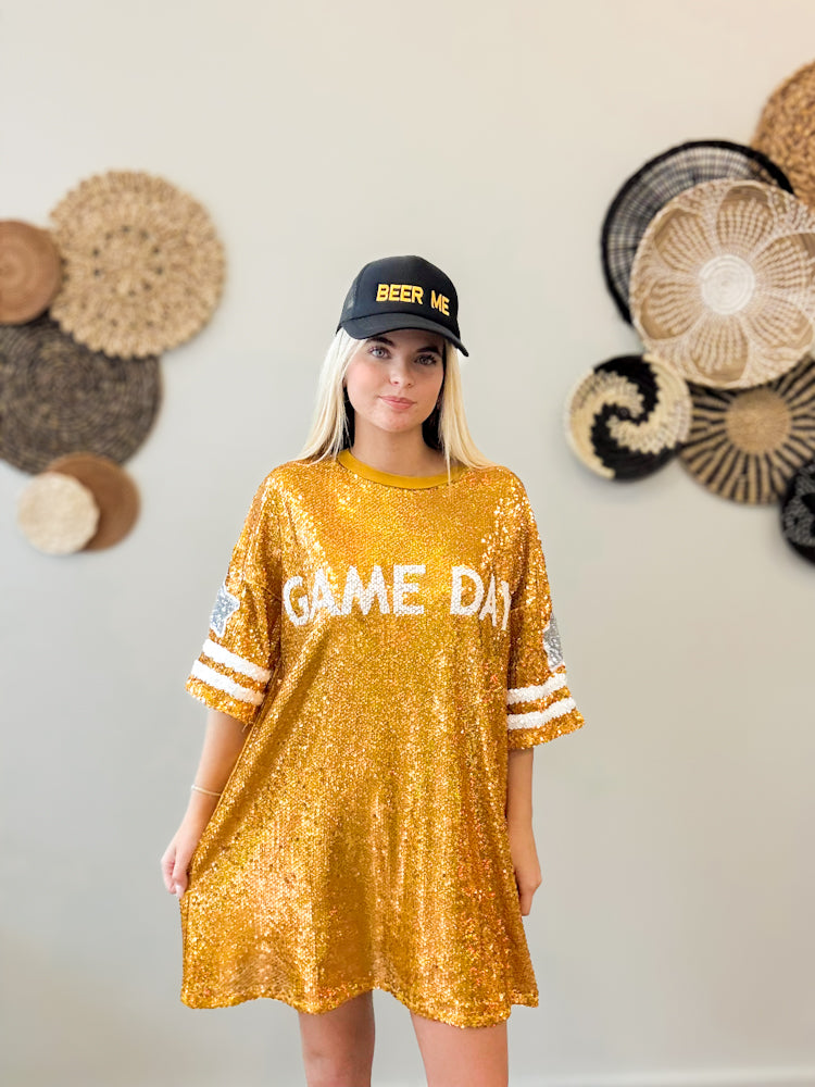 Gold Game Day Sequin Dress
