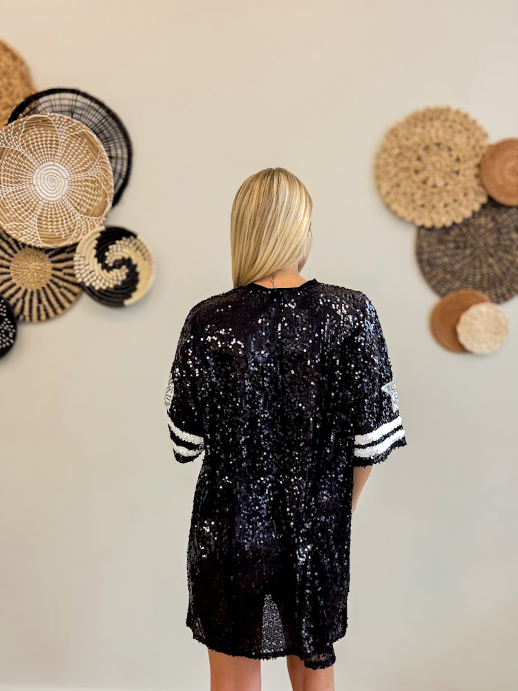 Black Game Day Sequin Dress