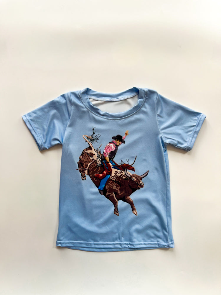 Light Blue Bucking Bull Tee