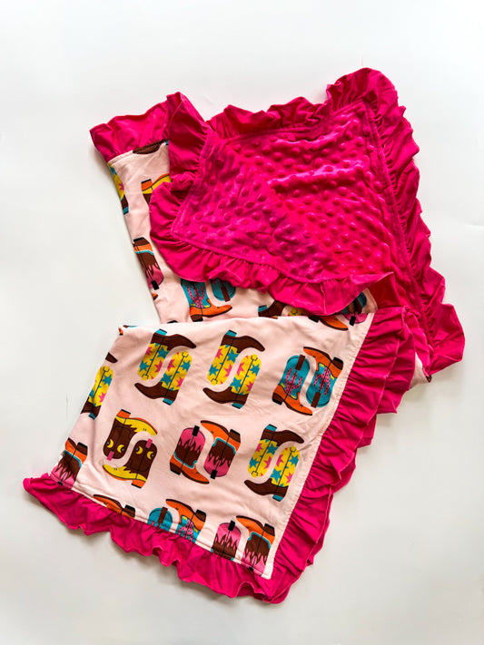 Cowgirl Boot Minky Blanket