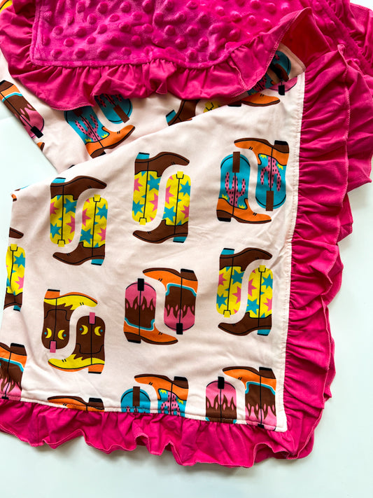 Cowgirl Boot Minky Blanket