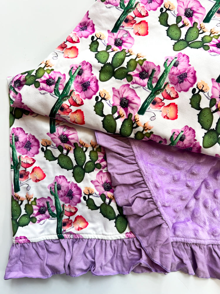 Western Cactus Minky Blanket