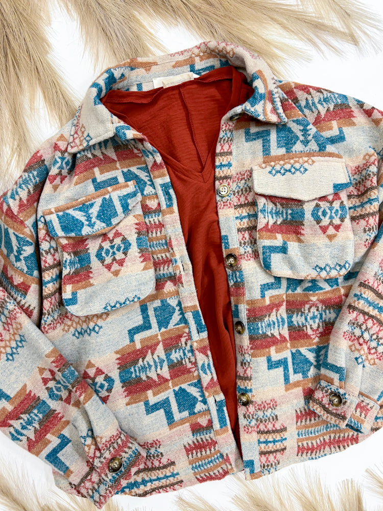 Canyon Breeze Aztec Jacket in Turquoise Horizon