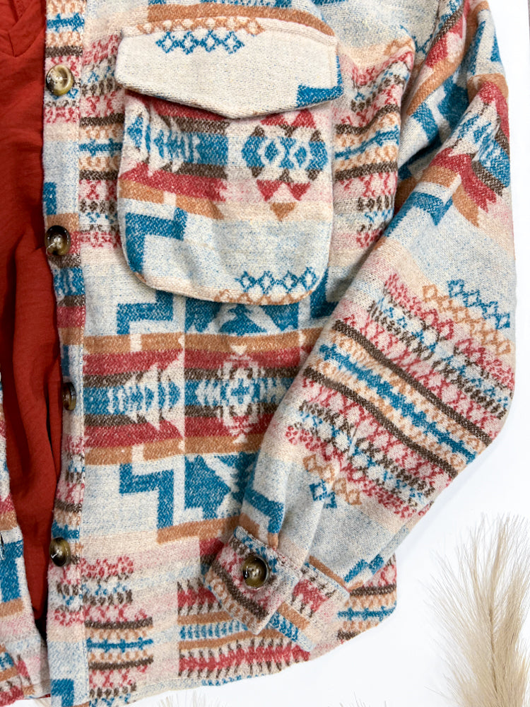 Canyon Breeze Aztec Jacket in Turquoise Horizon