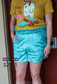 Turquoise Vetiver Velvet Shorts