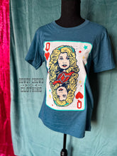 Load image into Gallery viewer, western apparel, western graphic tee, graphic western tees, wholesale clothing, western wholesale, women&#39;s western graphic tees, wholesale clothing and jewelry, western boutique clothing, western women&#39;s graphic tee, dolly parton, queen of hearts
