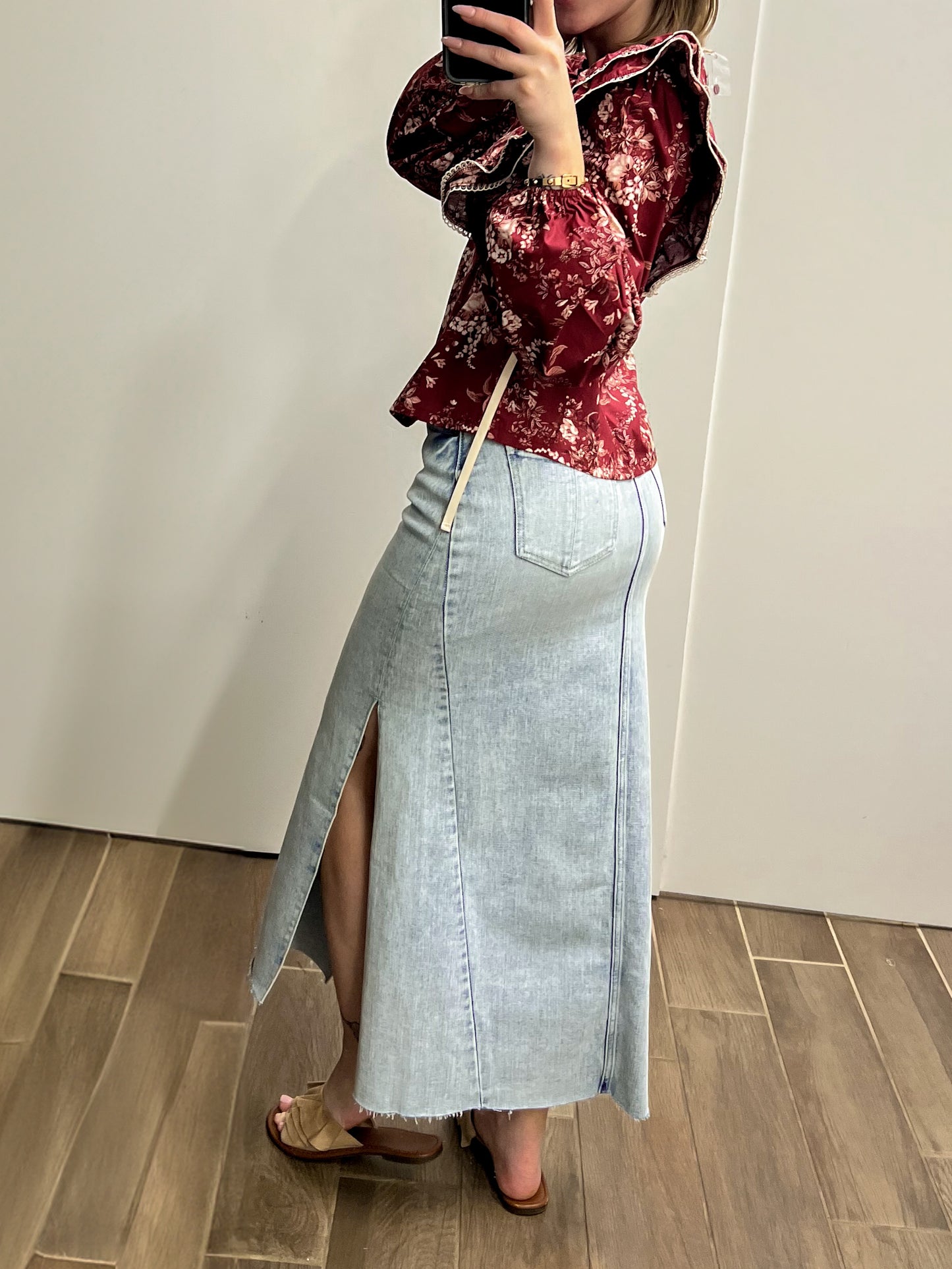 High Plains Denim Maxi Skirt