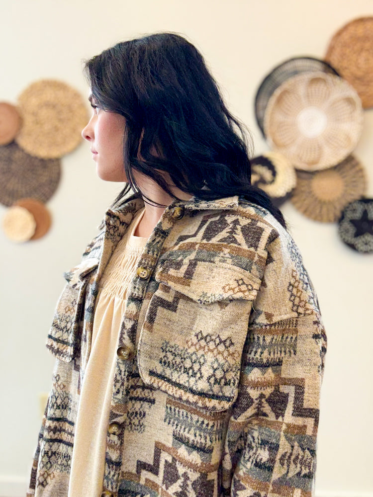 Canyon Breeze Aztec Jacket in Sandstone