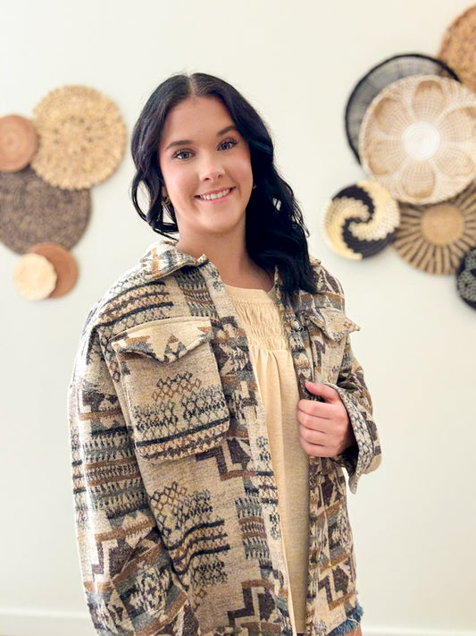 Canyon Breeze Aztec Jacket in Sandstone