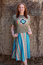Load image into Gallery viewer, western apparel, western graphic tee, graphic western tees, wholesale clothing, western wholesale, women&#39;s western graphic tees, wholesale clothing and jewelry, western boutique clothing, western women&#39;s graphic tee, aztec print tee
