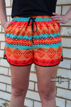 Load image into Gallery viewer, Western Apparel, Western shorts, Western Fashion, Western Boutique, Western Wholesale, cowgirl shorts, western outfits, western attire, western style shorts, western athletic shorts, wholesale clothing, aztec shorts, western aztec shorts
