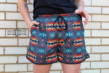 Load image into Gallery viewer, Western Apparel, Western shorts, Western Fashion, Western Boutique, Western Wholesale, cowgirl shorts, western outfits, western attire, western style shorts, western athletic shorts, wholesale clothing, aztec shorts, western aztec shorts
