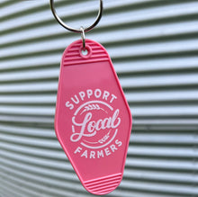 Load image into Gallery viewer, Support Local Farmers Vintage Hotel Keychain
