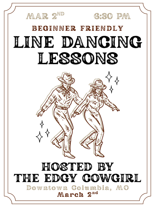 Class Ticket for March 2nd Line Dancing Lessons at The Edgy Cowgirl