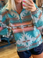 Quarter Zip Elastic Cuffs Aztec Sweatshirt